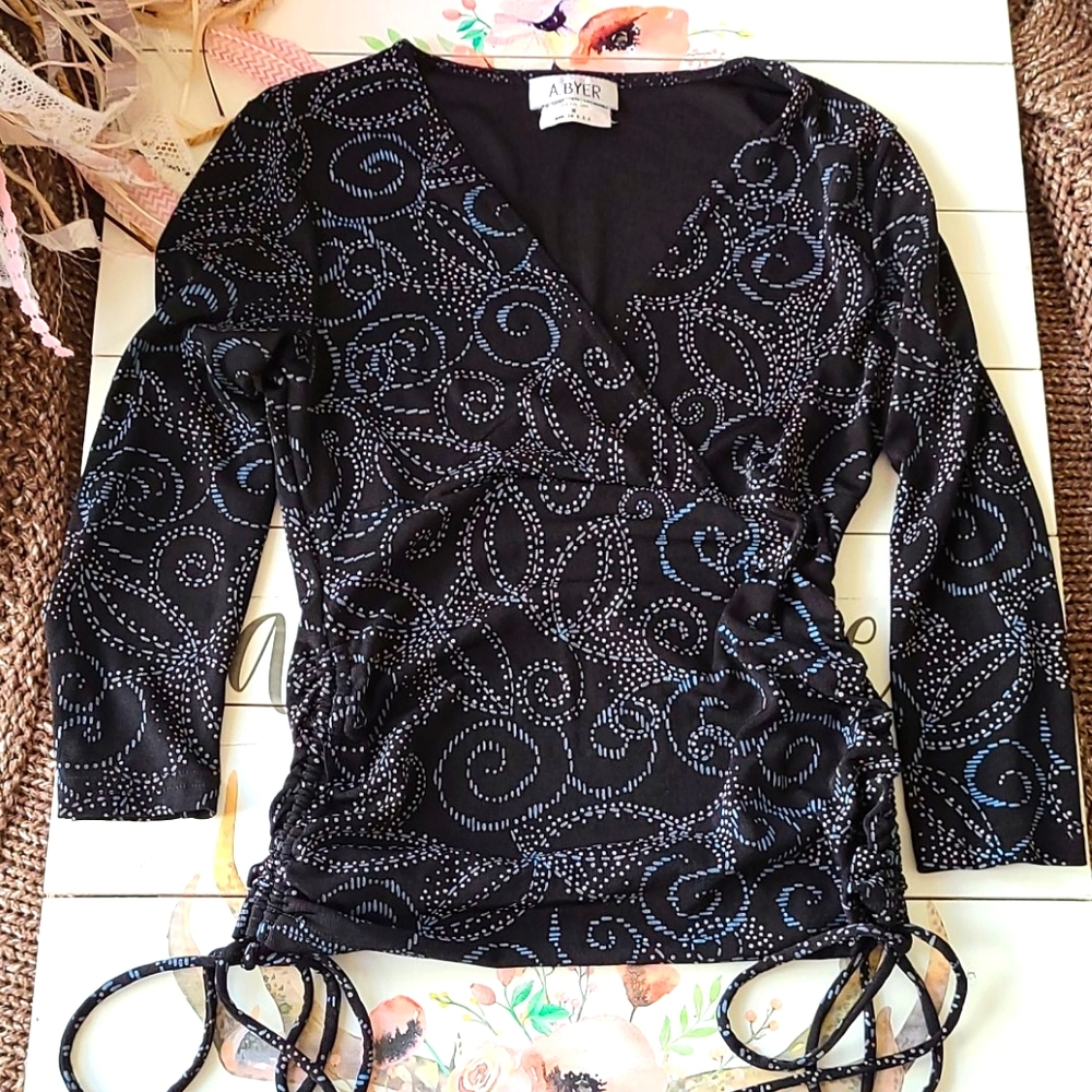 A. Byer Women's Medium Career Blouse with Ties